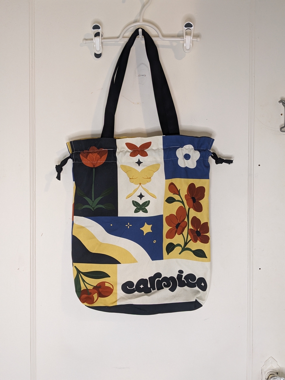 Carmico Patchwork Canvas Tote With Drawstring